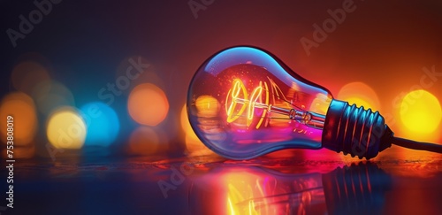 Colorful Light Bulb Illuminated
