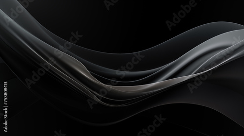 Sleek Monochrome Abstract Waves on a Black Gradient Background