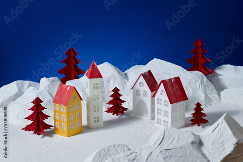 Wallpaper Mural Concept of Christmas village with a cardboard house. Torontodigital.ca