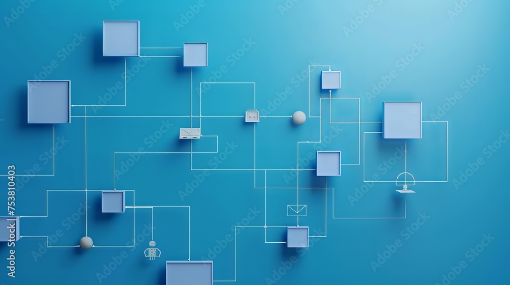 Concept of a technology workflow with a blue background Concept of a technology workflow with a blue background