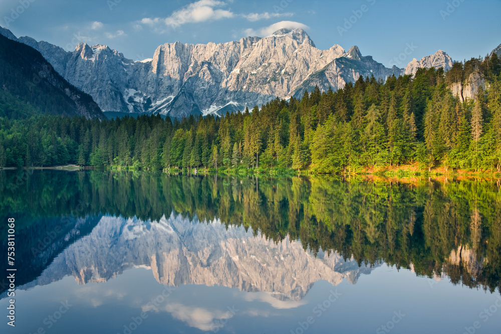 Italien, Julische Alpen, See, Laghi di Fusine, Mangart, Wald