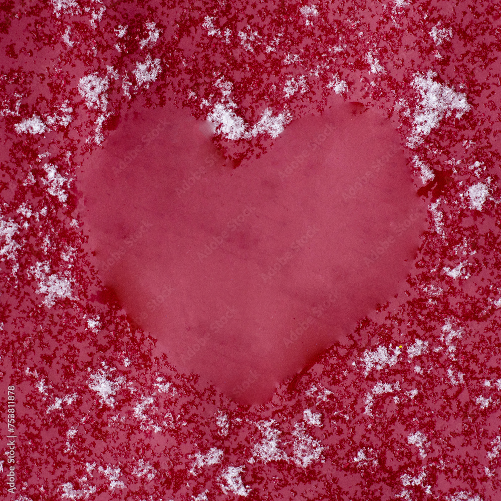 red heart made of snow flakes