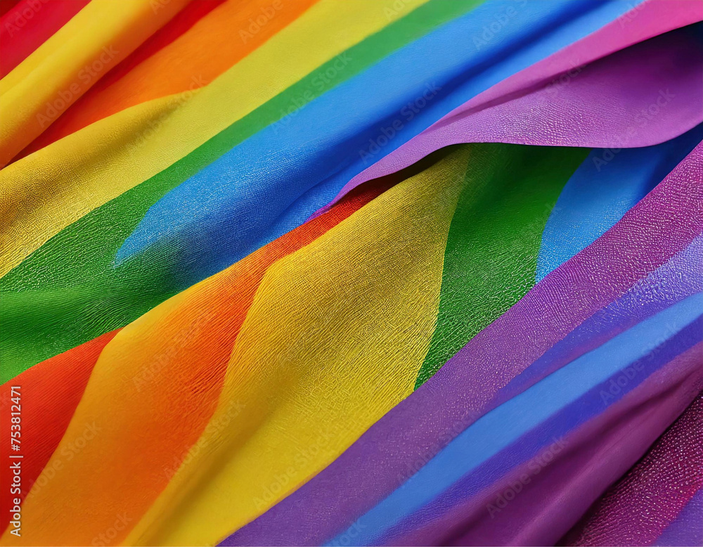 Um tecido com dobras, bagunçado, com listras do movimento lgbt. Cores do arco-íris.