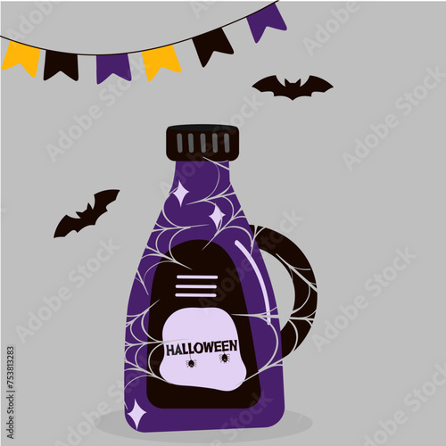 Flat Design Illustration with Liquid Fabric Softener at Halloween Taste