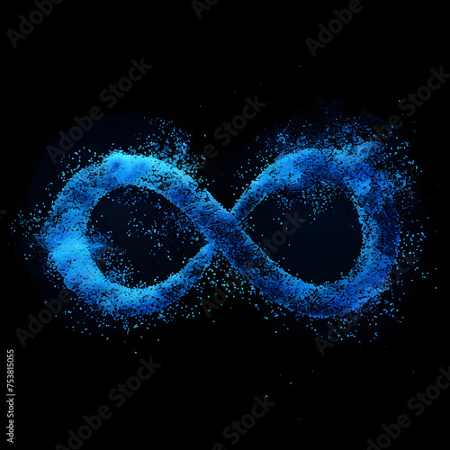 The Infiniti symbol made of blue digital particles 
