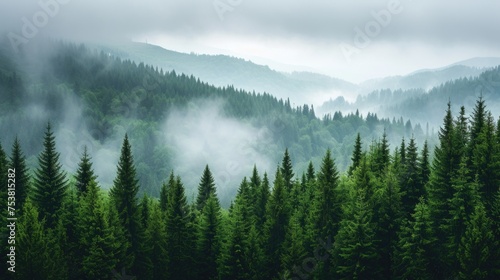 Coniferous Forest Enshrouded in Mist © Landscape Planet