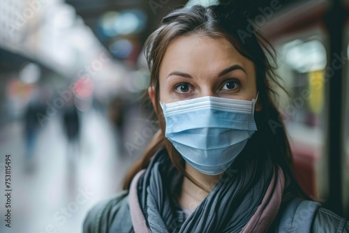 Woman wearing a protective face mask - Close-up portrait of a woman wearing a mask, with a focus on her eyes