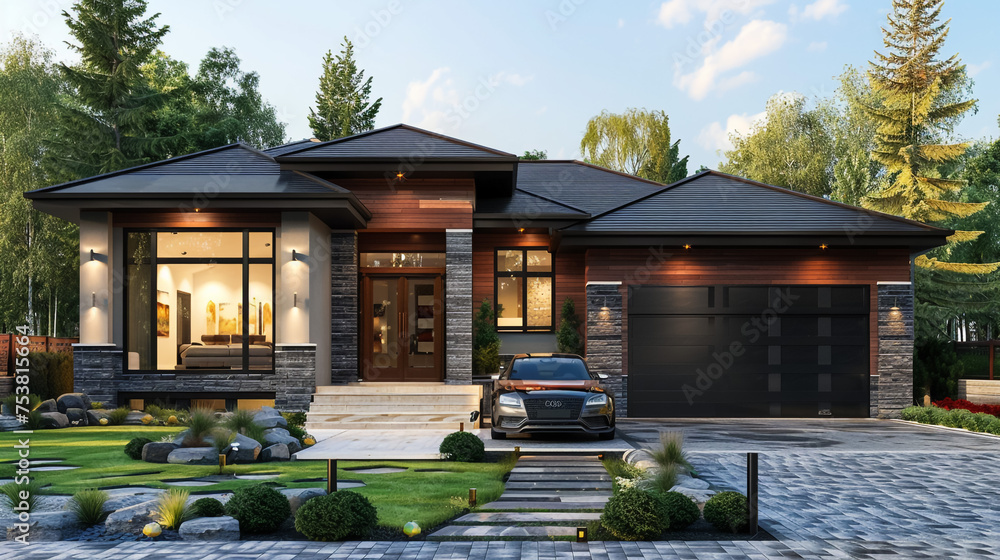 New Construction Home Exterior With Contemporary House Plan Features new-construction-home-exterior-with-contemporary-house-plan-features