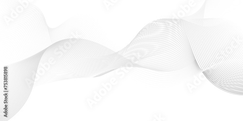 Abstract white blend waves lines and technology transparent gradient background. Modern white flowing wave lines and glowing moving lines. Futuristic technology and sound digital wave line background.