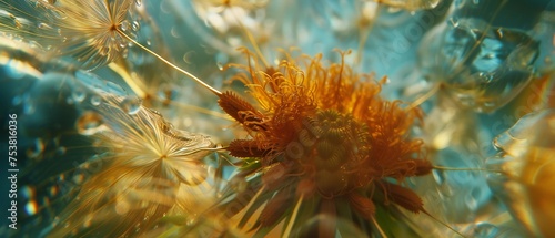 Gentle Macro Dance: Close-up view of dandelion's soothing sway, captured in fluid and wavy motion. © BGSTUDIOX