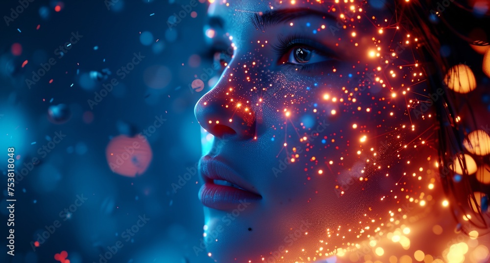Fototapeta premium a woman with a glowing face