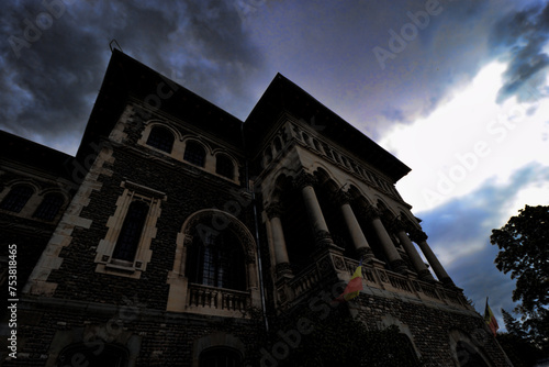 Cantacuzino Castle in Busteni, Romania in the evening photo