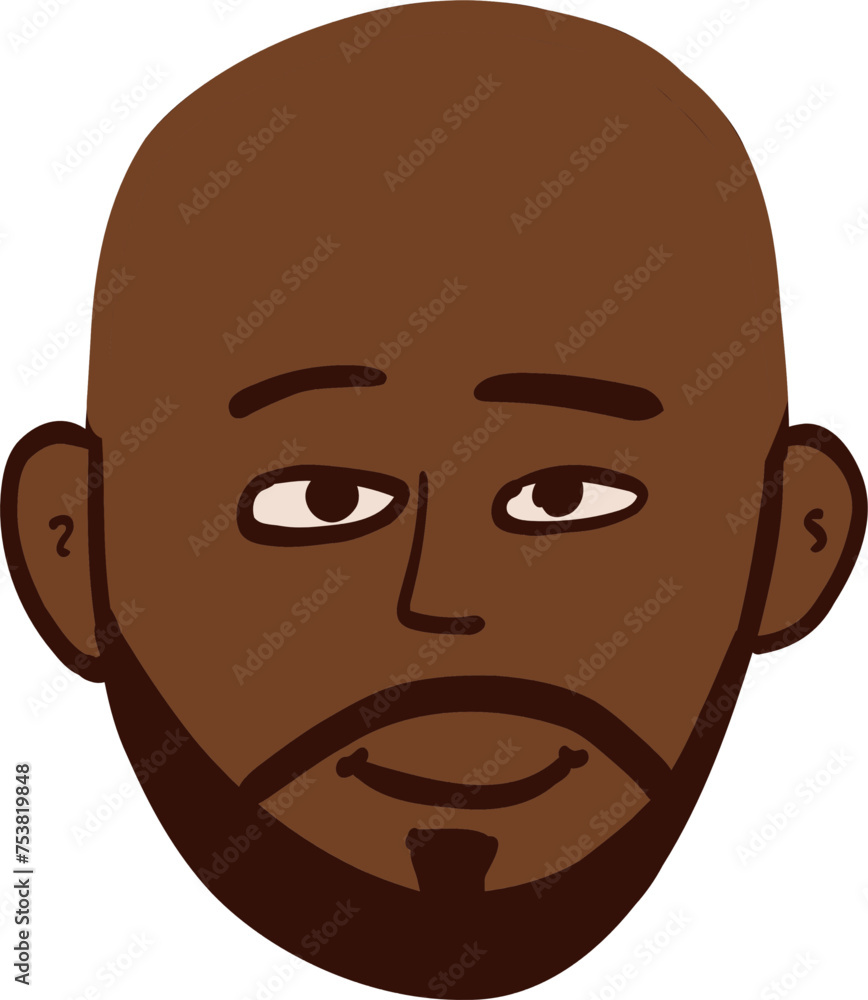 Character smiling man. Afro American,young and aged. Vector outline illustration, linear, thin line, hand drawn sketch, doodle Character smiling man. Afro American,young and aged. Vector outline illustration, linear, thin line, hand drawn sketch, doodle