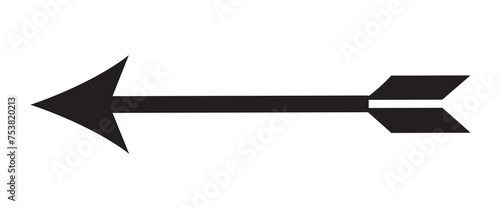 Straight long arrow, right thin line, black cursor, horizontal element, thick pointer vector icon isolated on white background.  Long doodle arrow. eps 10