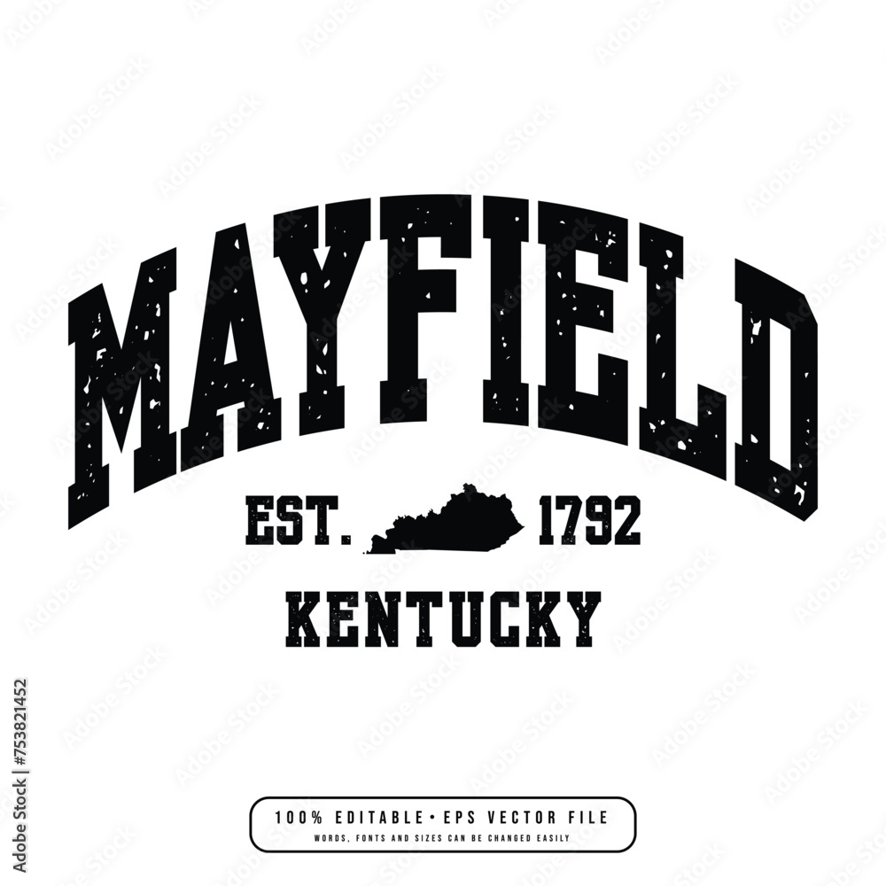 Mayfield text effect vector. Editable college t-shirt design printable text effect vector