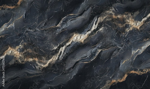 Dark layered stone natural marble for decorating the interior of a house, apartment, floors and walls. High resolution black marble texture background