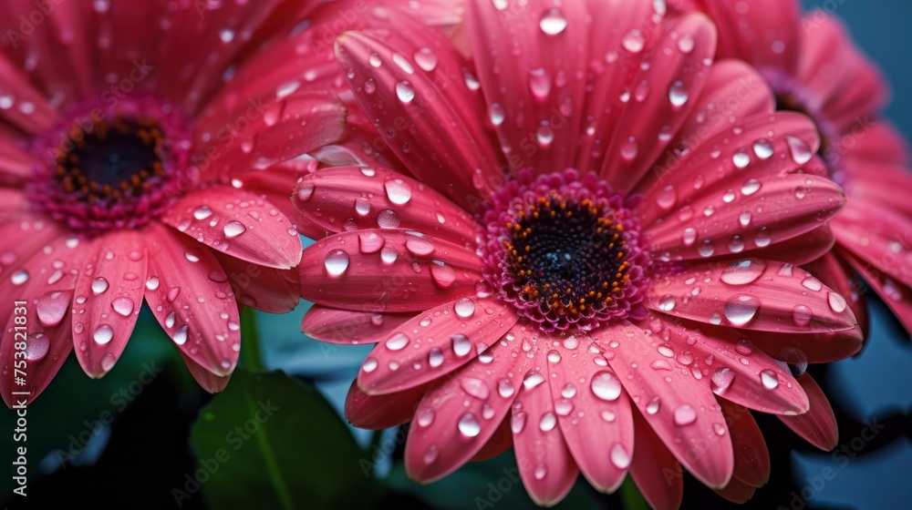 Gerbera flowers with water drops isolated on black background. Gerbera flowers with water drops isolated on black background.