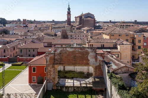 view from the top of the walls of the village of Cittadella