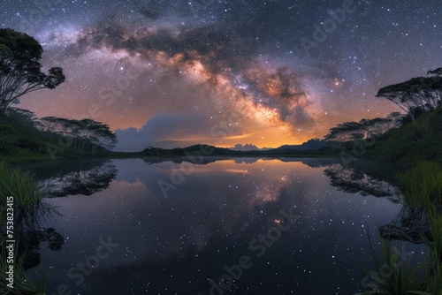 Starry Sky Mirrored in a Still Lake