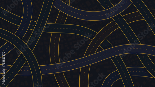 Large abstract roads, gradient lines intersect in various directions. White background. Vector, illustration.