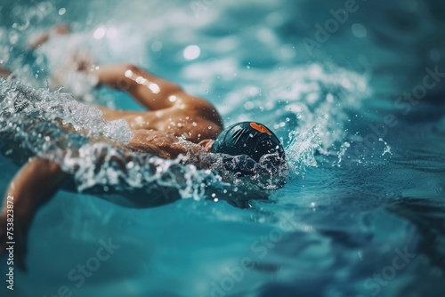 Athletic swimmer in perfect crawl stroke form © Larisa