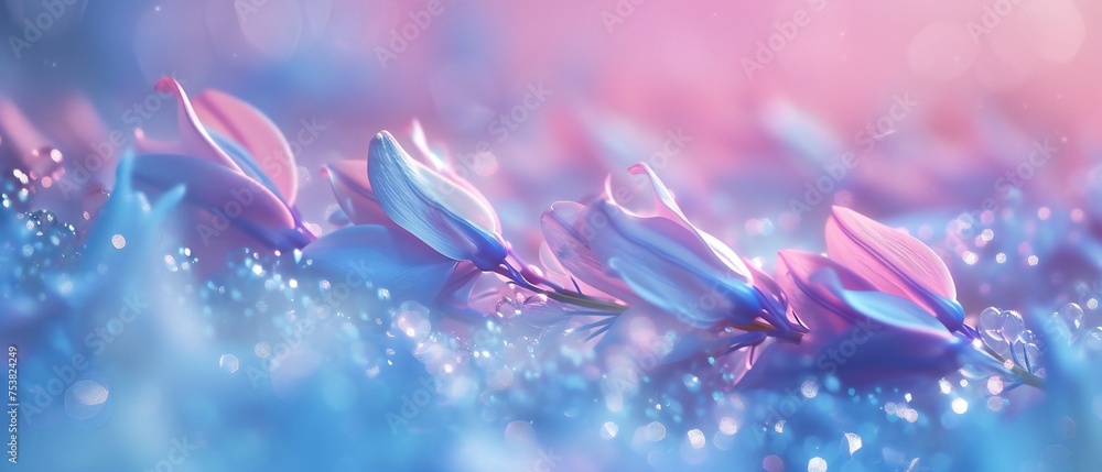 Astral Harmony: Macro lenses showcase the serene integration of astral energies with wildflower bluebell petals.