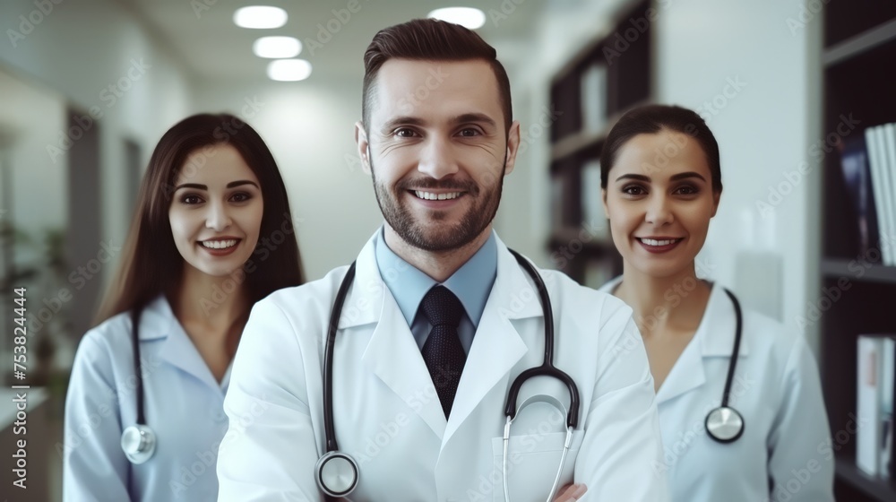 United in Care: Diverse Group of Young Doctors Unite in Compassionate Care, Collaborating with Smiles United in Care: Diverse Group of Young Doctors Unite in Compassionate Care, Collaborating with Smiles