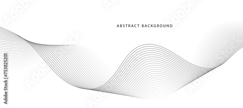 Lines for the background. Black stripes on a white background. Set of wavy lines. Multiple line waves. Creative line art. Grey waves with lines. Curved wavy line, smooth stripe.