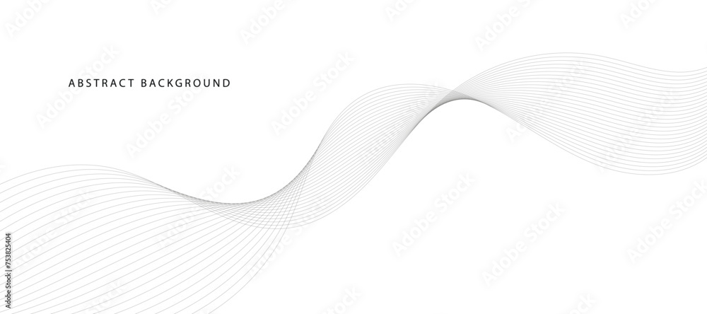 Lines for the background. Black stripes on a white background. Set of wavy lines. Multiple line waves. Creative line art. Grey waves with lines. Curved wavy line, smooth stripe.