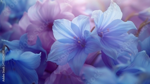 Flowing Bluebell Elegance: Macro shots showcase the graceful, wavy bloom of wildflower bluebell petals.