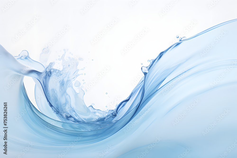 Let your imagination flow with the elegant simplicity of a rounded splash of blue  water isolated on a white background .Generative AI, - obrazy, fototapety, plakaty 