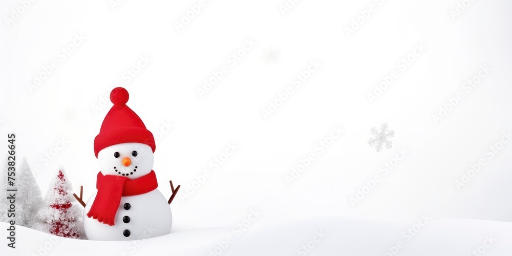 Snowman with Christmas decoration on white background.