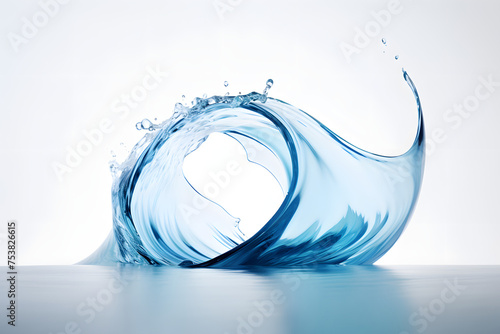 Let your imagination flow with the elegant simplicity of a rounded splash of blue water isolated on a white background. Generative AI,