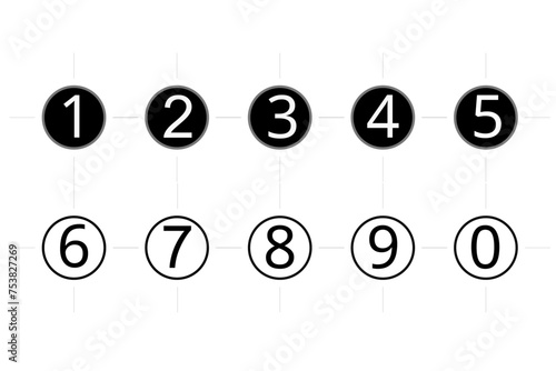 Hoja de Iconos, números y círculos vectorizados