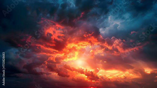 A fiery sunset breaks through storm clouds after the deluge