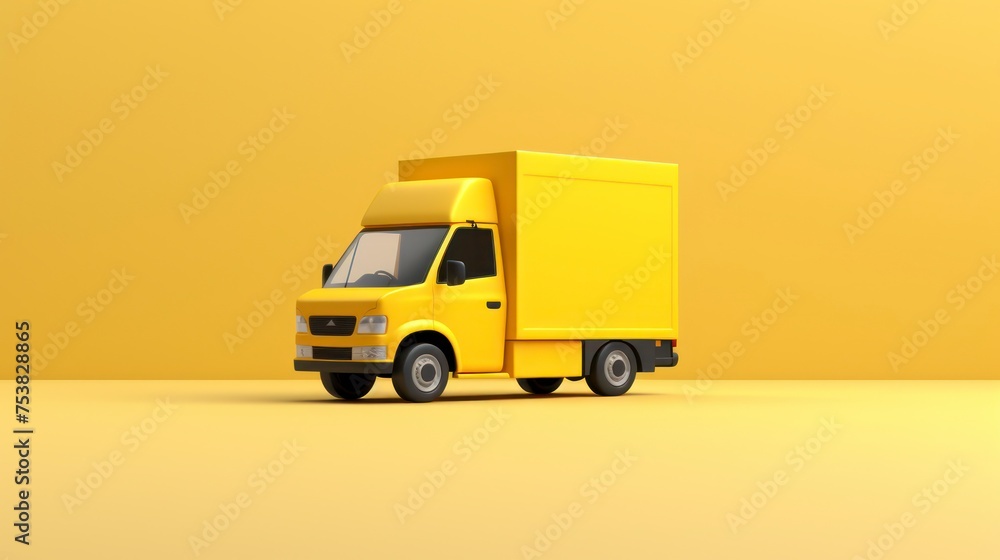 Cargo delivery truck on plain background, ecommerce delivery transportation concept Cargo delivery truck on plain background, ecommerce delivery transportation concept