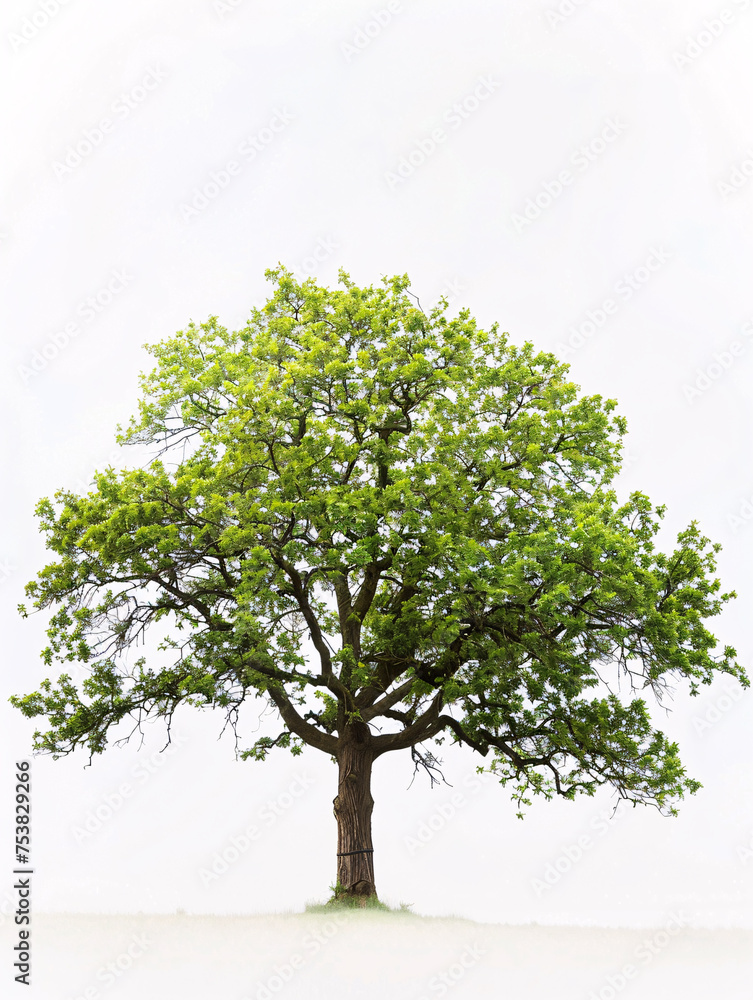 Obraz premium Oak tree isolated on a solid, clear white background