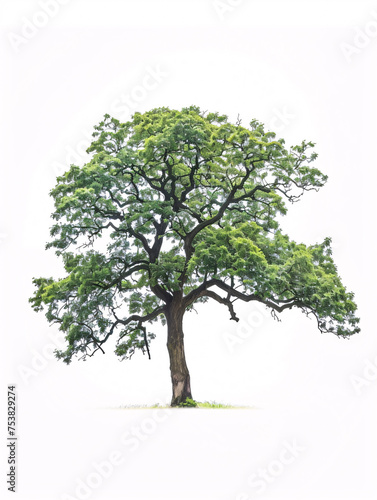  Oak  tree isolated on a solid  clear  white background