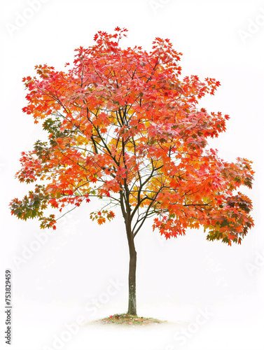 Maple   tree isolated on a solid  clear  white background
