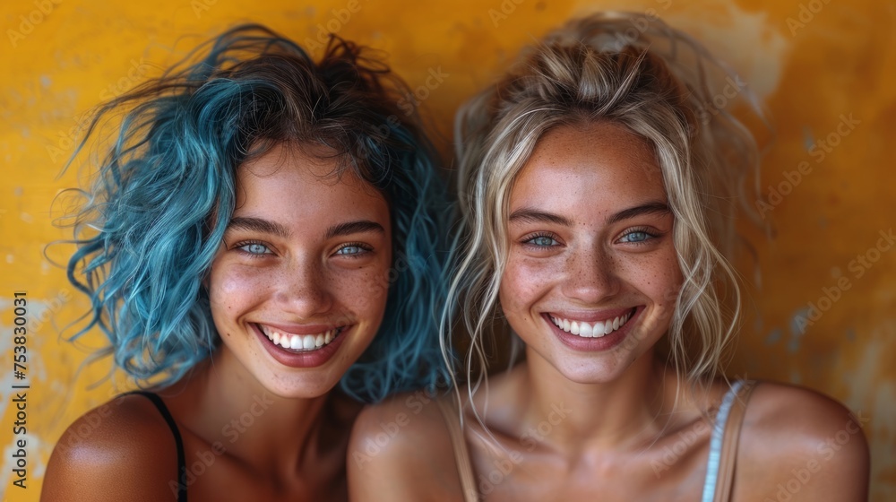 Portrait of two young and beautiful girls enjoying summer vacation, concept of summer adventures. Portrait of two young and beautiful girls enjoying summer vacation, concept of summer adventures.