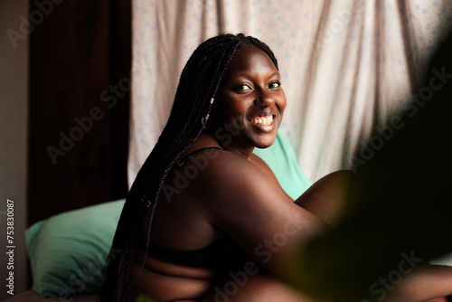 Portrait of smiling black African woman photo