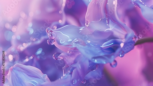 Liquid Harmony: Close-ups capture the tranquil dance of liquid on wildflower bluebell petals.