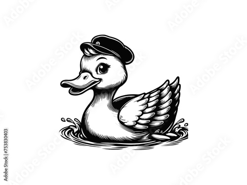 Aqua Elegance: Detailed Duck Vector Illustration, Perfect for Wildlife Lovers and Nature-inspired Art