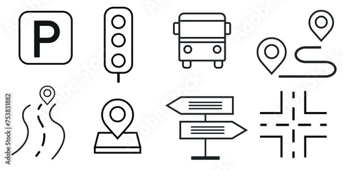 Set of traffic icons. Traffic Laws. Vector illustration. photo