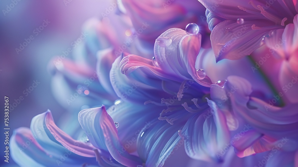 Radiant Fluidity: Macro lenses showcase the radiant fluidity of holographic wildflower bluebell petals.