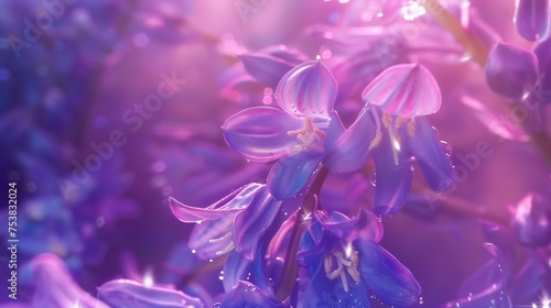 Radiant Elegance  Close-ups reveal the ethereal glow of wildflower bluebell petals  sparkling in macro shots.
