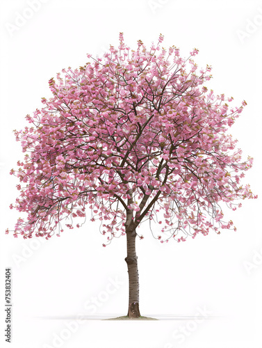 Cherry tree isolated on a solid, clear white background