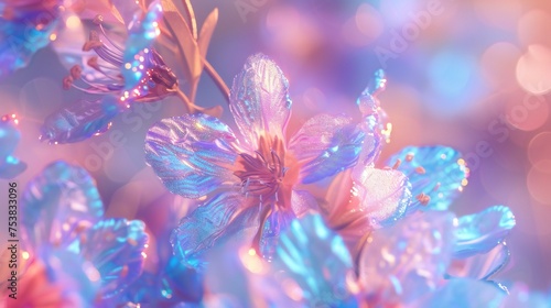 Shimmering Petals  Macro lenses showcase the mesmerizing shine of holographic wildflower bluebell petals.