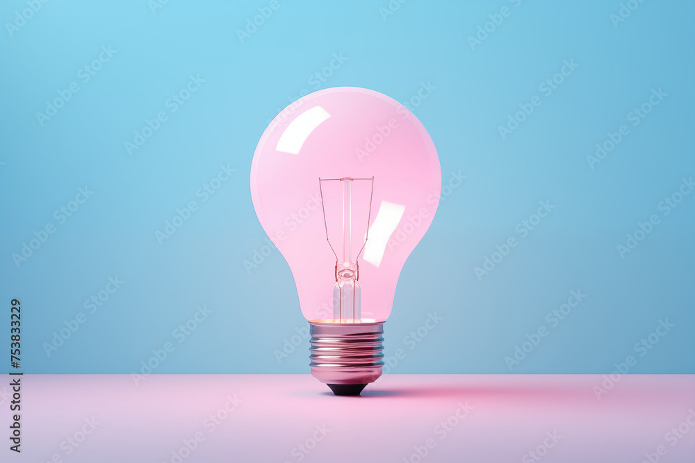 Incandescent bulb glows against serene gradient hues. Concept: symbolizing bright ideas in creative and innovative discussions, with ample copy space. Incandescent bulb glows against serene gradient hues. Concept: symbolizing bright ideas in creative and innovative discussions, with ample copy space.