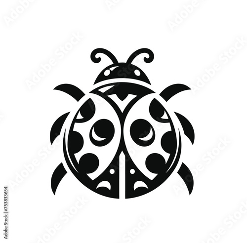 Ladybug isolated monochrome vector illustration